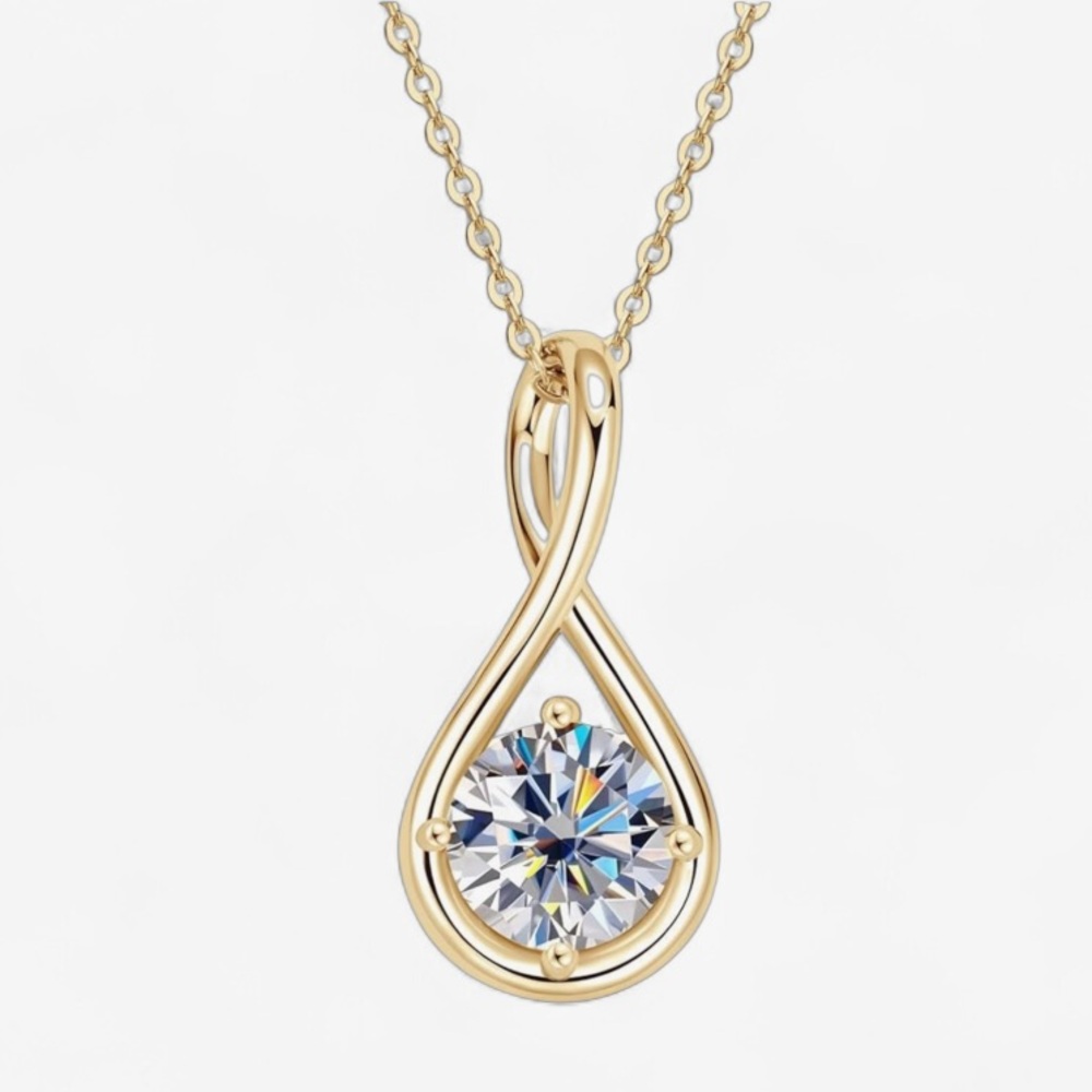 Certified Moissanite Diamond Infinity Necklace 18K Gold- 925 Sterling Silver
